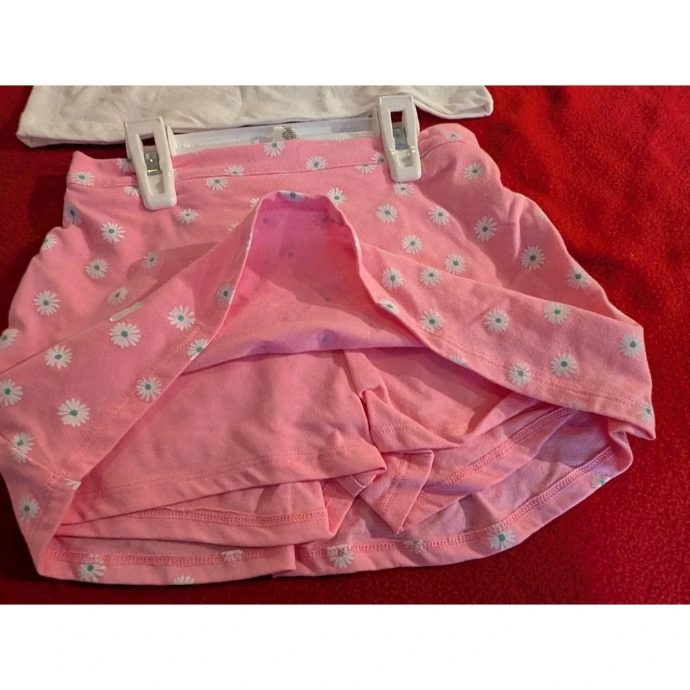 NEW Little Lass Girls Shirt & Skort Short Outfit - Pink LOVE Tennis Daisy Size 5